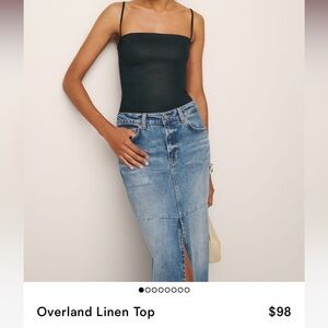 Reformation Black Overland Linen Top